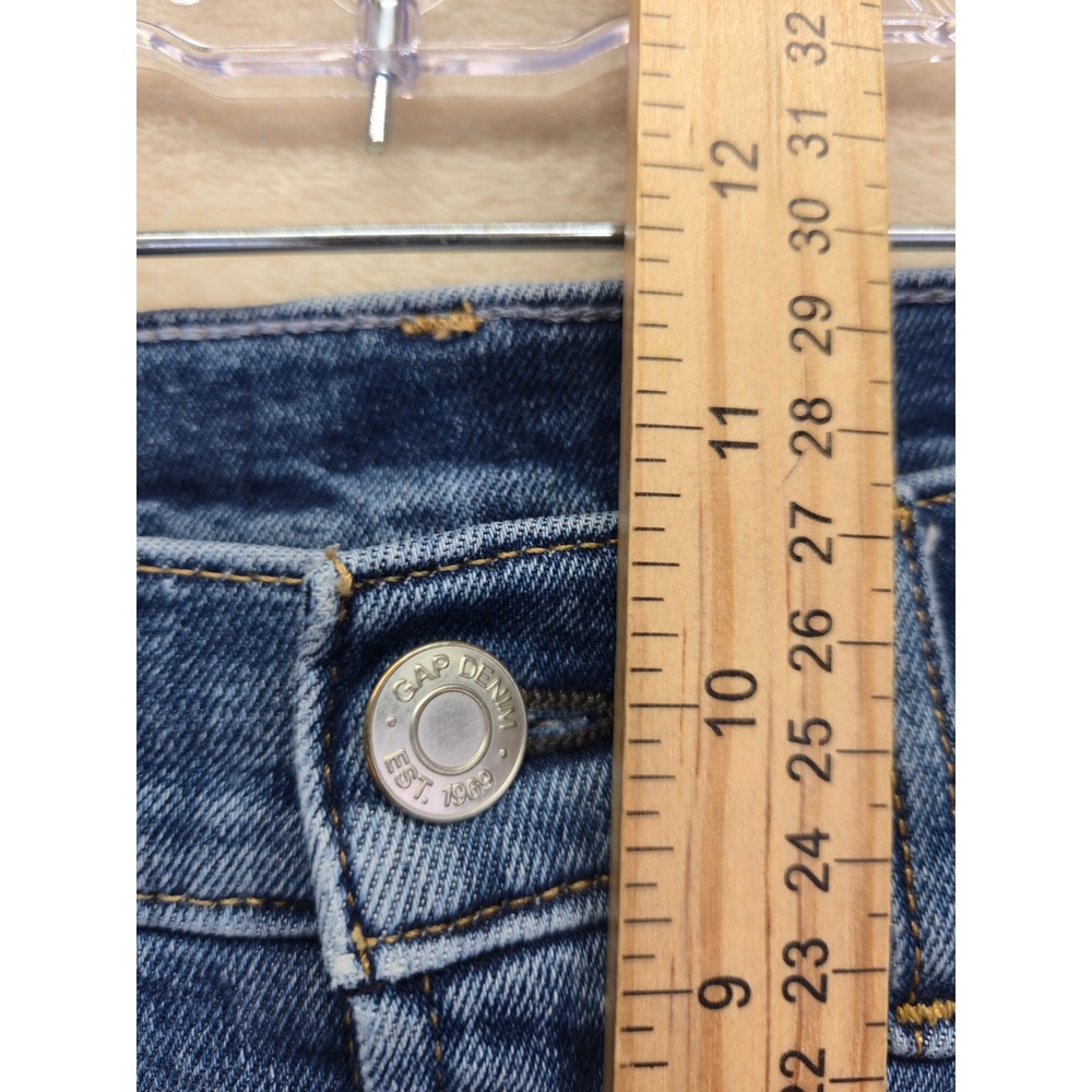 Gap Denim Cigarette High Rise Jeans Womens 27 4R Medium Wash Raw Hem Blue Boho - Picture 5 of 9